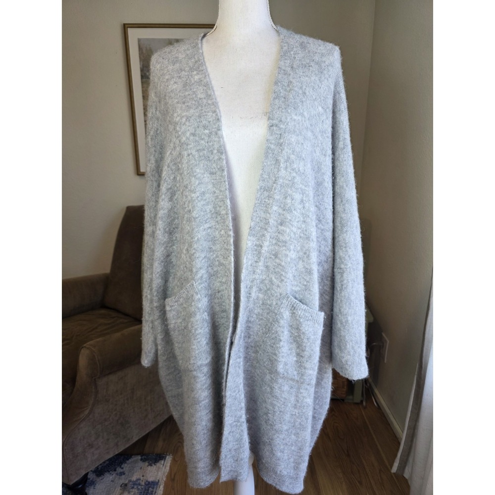 STORQ Mama + BB Nursing Cardigan Gray M/L Alpaca Blend Cozy Sweater Pockets